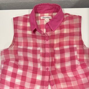 Aeropostale pink and white  Checkered Sleeveless Shirt. Small petite women’s